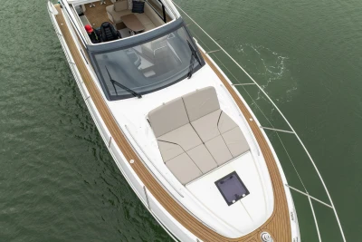 2022 Princess V50 yacht with sleek design and spacious deck on calm water.
