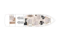 Floor plan of a 2013 Princess 72 Motor Yacht, showcasing cabin and engine layout.