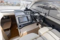 2018 Princess V40 yacht cockpit with modern navigation controls and luxurious seating.