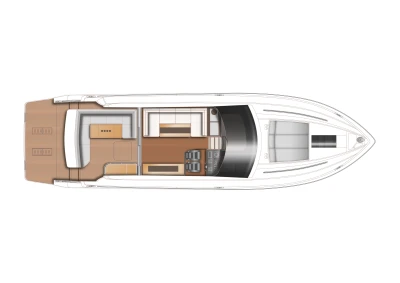 Top view layout of 2014 Princess V52 yacht, showcasing deck and interior design.