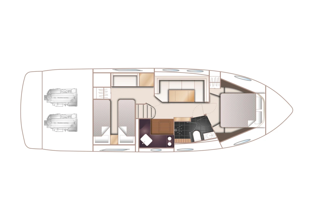 Manufacturer Provided Image: Princess V39 Lower Deck Layout Plan
