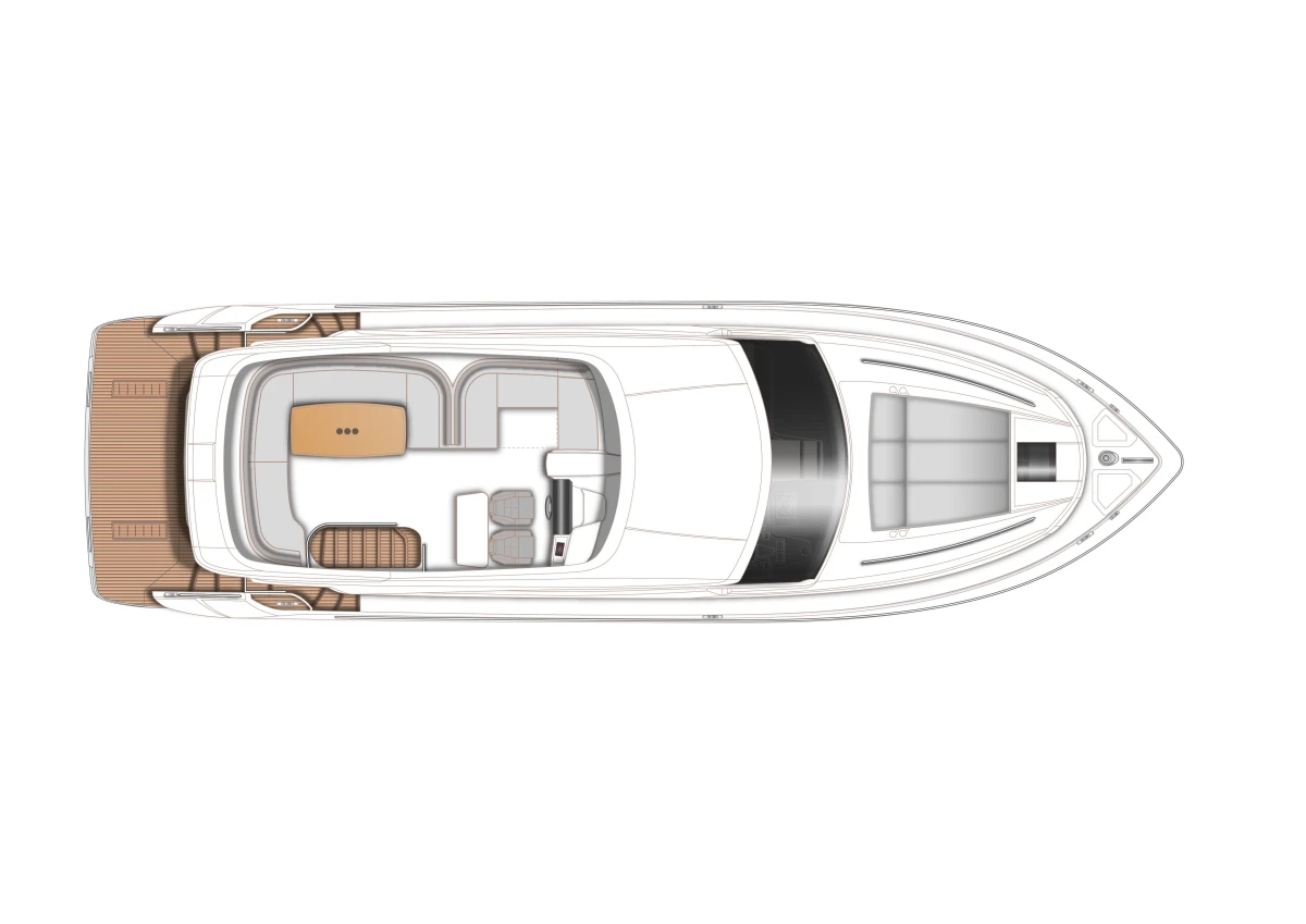 Aerial view of 2017 Princess 52 yacht layout.
