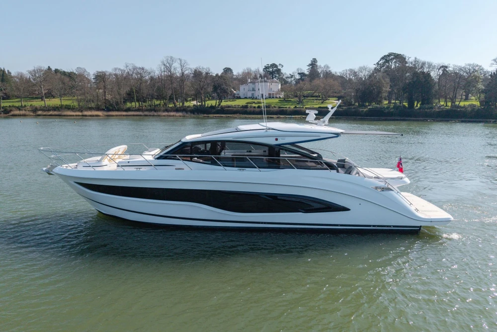 Luxury yacht Princess V55 2026 on calm waters.