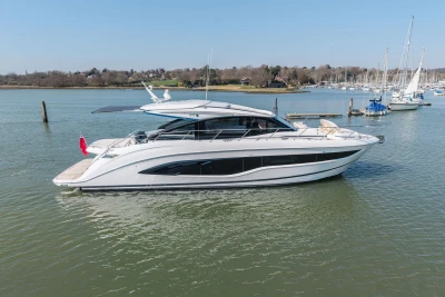 Luxury yacht Princess V55 2026 on calm waters.