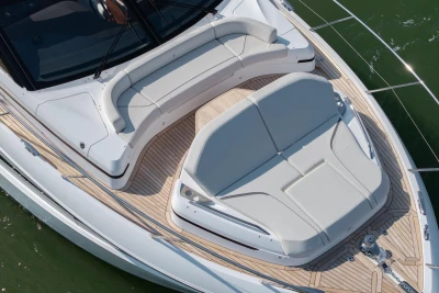 Luxurious deck of the 2026 Princess V55 yacht model.