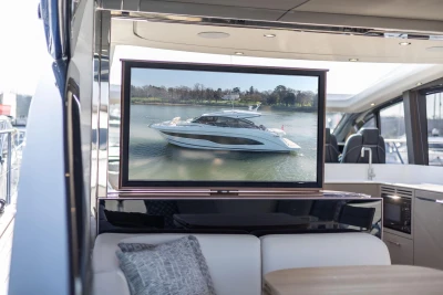 Luxurious interior of Princess V55 yacht, model year 2026.