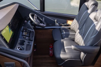 Interior of 2026 Princess V55 with modern controls.