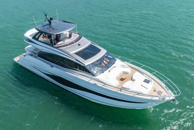 Luxury yacht Princess S72 2023 on open sea.