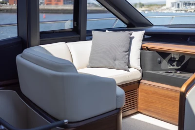 Luxurious interior of the 2023 Princess S72 yacht model.