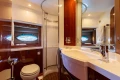 Luxurious bathroom in 2008 Princess 58 yacht with modern fixtures and elegant design.
