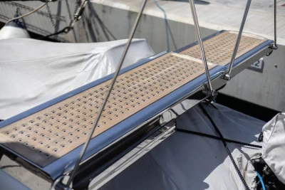 Gangway of a 2010 Princess 50 yacht, featuring a sleek design and sturdy construction.