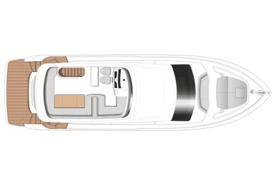 Top view layout of 2022 Princess F55 yacht, showcasing deck and interior design.