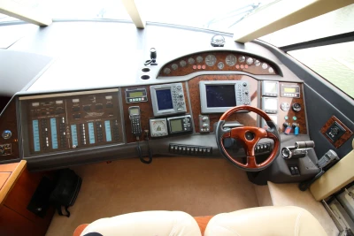 Cockpit of a 2004 Princess 61 yacht.