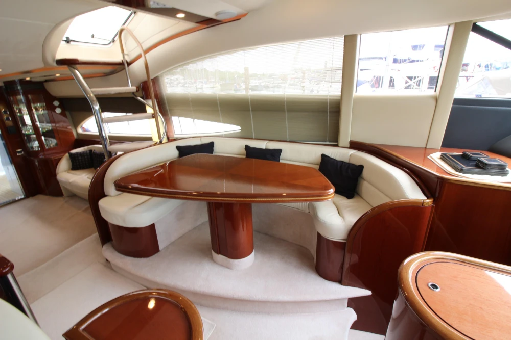 Luxurious interior of a 2004 Princess 61 yacht.