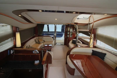 Luxurious interior of a 2004 Princess 61 yacht.