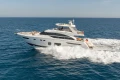 2017 Princess 68 yacht cruising on open sea, showcasing luxury and performance.