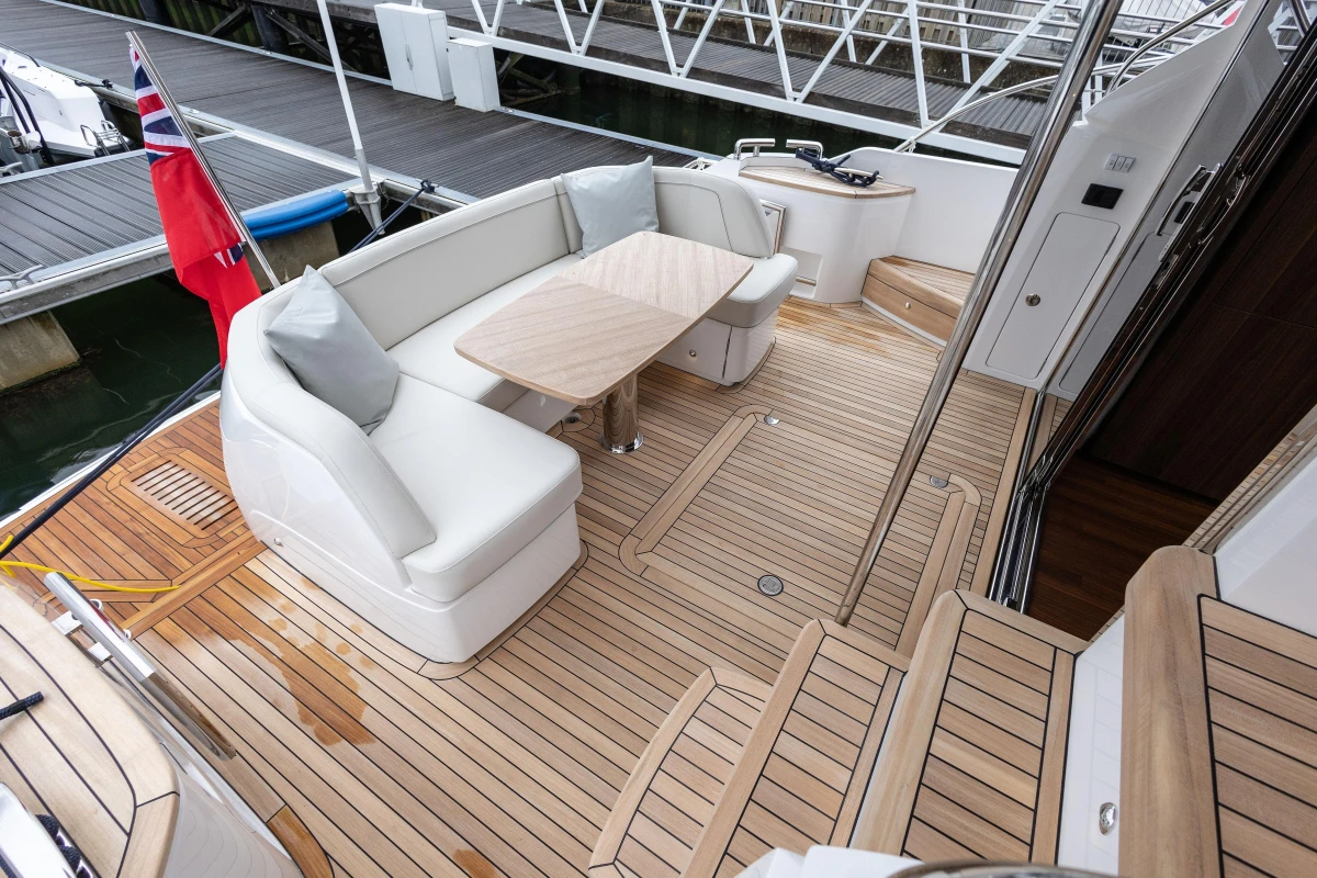 Luxurious deck of the 2025 Princess F50 yacht.