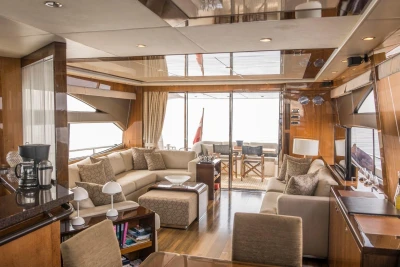 Luxurious interior of 2013 Princess 72 Motor Yacht with elegant furnishings and modern decor.