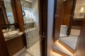 Luxurious bathroom interior on a 2020 Princess F62 yacht, featuring modern fixtures and elegant design.