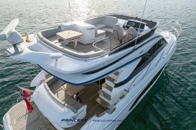 Luxurious 2023 Princess F45 yacht with spacious deck and modern amenities on the water.