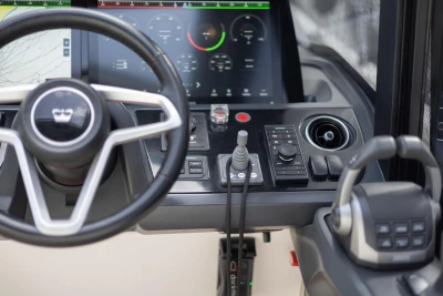 2023 Princess V50 Open yacht dashboard with advanced controls and navigation display.