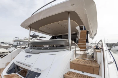 Luxury yacht Princess X80, 2023 model, featuring elegant design and spacious deck.