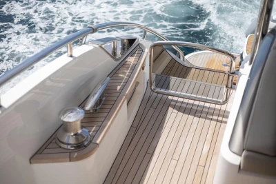 Luxurious 2024 Princess X80 yacht deck with sleek design and ocean view.