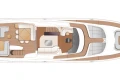 Top view layout of 2026 Princess X80 yacht, featuring spacious deck and seating areas.