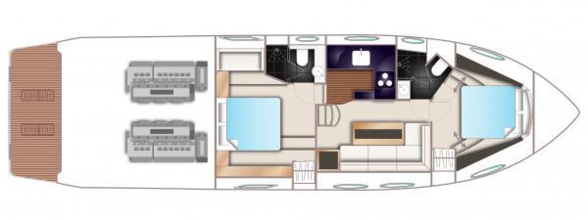 Manufacturer Provided Image: Princess V52 Lower Deck Layout Plan
