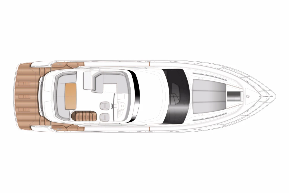 Top view of Princess 49 yacht layout, year 2018.