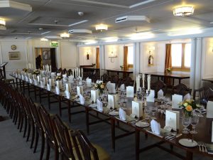 Dining room on royal yacht Britannia